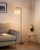 EDISHINE Stehlampe Wohnzimmer 160cm, Bogenlampe Modern mit Beigen Verstellem Leinen-Lampenschirm,...