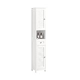 SoBuy® FRG236-W Badezimmer-Hochschrank Badregal Badschrank Badmöbel mit 1 offenem Fach, 1...