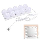 Jinlaili 10 LED Spiegelleuchte mit 3 Farbe, Hollywood-Stil Dimmbar Schminklicht, Schminktisch...