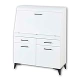 Stella Trading SECRET Sekretär Schreibtisch Kommode in Weiß matt - platzsparender Computertisch...