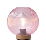 HAB & GUT -LED239- Deko Windlicht Tischlampe mit Glaskugel Rose warm weiß Batterie Terrasse Balkon...