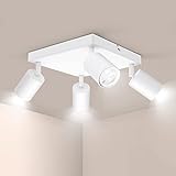 Ketom Deckenstrahler LED Weiß, Deckenstrahler 4 Flammig Quadratisch, Metall LED Deckenleuchte...