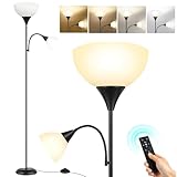 OUTON Stehlampe Wohnzimmer mit Leselampe, LED Dimmbar Deckenfluter, Stehleuchte mit Fernbedienung, 4...