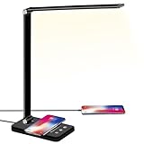 BIENSER Schreibtischlampe LED mit 10W Wireless Charging, USB Ladefunktion, Bürolampe Tischlampe mit...