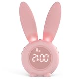Homealexa Kinder Lichtwecker Cute Rabbit Kinderwecker Creative Nachttischlampe Snooze-Funktion,...