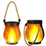 Flammen-Solarlampen für Außen Hängend（2Pcs）,Solar laterne mit Flammeneffekt,1500...