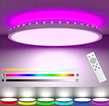 RGB LED Deckenleuchte, 24W 3200LM Deckenlampe Dimmbar mit Fernbedienung, 3000K-6000K, Farbwechsel...