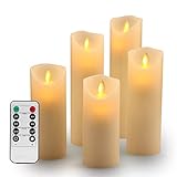 LED Flammenlose Kerzen echtwachs led kerze : Set von5 Batteriebetriebene Kerzen D2.2xH 5.5' 6'6.5'...