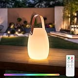 GGII LED Tischlampe, Tragbare Kabellos Akku Aufladbar Mit Fernbedienung, Warmweiß 8 Farben Dimmbar,...