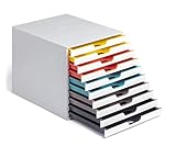 Durable Schubladenbox A4 (Varicolor Mix) 10 Fächer, mit Etiketten zur Beschriftung, mehrfarbig,...