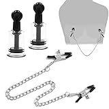 BDSMAGE Brust Stimulation Set mit 2 stk Nippelsauger + Nippelklemmen Kette,BDSM...