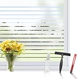 aboveBED Fensterfolie Sichtschutz mit Streifen 44.5x200cm, statisch milchglasfolie selbstklebend,...