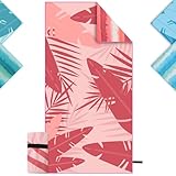 Mikrofaser Strandtuch xxl 90×180 cm, Microfaser Handtücher mit Tasche, Strandhandtuch Microfaser...