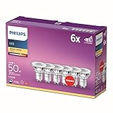 Philips LEDclassic Lampe 50W, GU10, 6-er Pack, warmwei脽 (2700 Kelvin), 355 Lumen, Reflektor