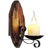 AUNEVN Kreative Holz Wandlampe Schwarz Metall Halterung Vintage Kerzen Wandleuchte E14 Fassung...