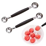 2 Stücke Doppelseitig Aushöhllöffel，Kugelformer Melone Melonenausstecher,Edelstahl...