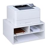 Relaxdays Druckerständer Schreibtisch, 3 Fächer, Regal für Drucker, Druckerhalter, H x B x T:...