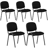 FANTASK 5er Set Konferenzstühle, Besucherstühle stapelbar mit Metallrahmen, Stapelstühle...