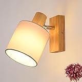 Glitzerlife Wandleuchte Innen Wandstrahler Vintage - Holz Wandlampe Wandspot Retro E14 Schwenkbar...