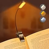Gritin Leselampe Buch Klemme, USB C Wiederaufladbare Buchlampe mit 16 LEDs, 3 Farbtemperatur Modi...