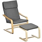 HOMCOM Relaxsessel mit Hocker Sessel Loungesessel mit Leinenoptik, Modern Fernsehsessel,...