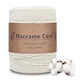 VORHOT Makramee Garn 3mm x 300m Beige, Makramee Baumwollgarn 3mm, Baumwollkordel Natur, Baumwoll...
