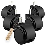 RAVN HAMAN 5er Set Bürostuhlrollen 10 mm x 22 mm - - Hartboden-Rollen bis 175 kg - - Abriebfeste...