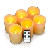 LED Kerzen,Flammenlose Kerzen 150 Stunden Dekorations-Kerzen-Säulen im 6er Set (10.2x7.6cm)....