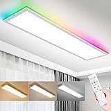 LED Panel 120x30 Dimmbar, LED Deckenleuchte RGB mit Fernbedienung, 40W 4400LM Tageslichtlampe...