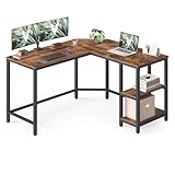 VASAGLE Schreibtisch, L-förmiger Computertisch, 120 x 130 x 76 cm, Eckschreibtisch mit 2 Ablagen,...
