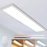 Dimmbar LED Deckenleuchte Panel 120x30 cm mit Fernbedienung, 40W Super Deckenpanel Lampe mit Starker...