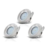 B.K.Licht - 3er Set LED Bad Einbaustrahler 230V 4,8W ultraflach IP44, 60mm Lochmass, warmweiße...