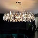 AHXIAOZN Modern LED Kristall Kronleuchter Luxus,Funkelnder Eiförmiger Kristall Deckenleuchte...