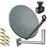 PremiumX Satelliten-Komplettanlage 80cm Satellitenantenne Anthrazit...