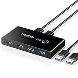 UGREEN USB Switch 2PC 2 In 4 Out USB 3.0 Umschalter mit 2 A auf A Kabeln für...