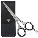 3 Swords Germany Professionelle Bartschere, Edelstahl, gerade Klinge, scharf, mit Etui