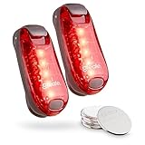 ABSINA 2er Pack LED Blinklicht Sicherheitslicht Schulranzen - Clip Licht LED mit Klettband als...