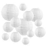 PTCOME 20 Stück Papier Laterne Lampenschirm Lampion Weiß Papier Laterne Weiße Lampions...