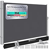 KESSER® Alu-Seitenmarkise Ausziehbar & Blickdicht 300 x 200 cm | Garten-Sichtschutz & Windschutz...