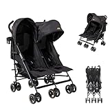 Jovikids Geschwisterwagen, Zwillingskinderwagen mit Liegefunktion, Klappbar Reisebuggy Inkl....