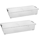 LIVINJA Unterbettbox mit Rollen, 2er Set Unterbett Aufbewahrungsbox, 80 x 40 x 17 cm (32 Liter) -...