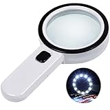 Lupe mit 12 LED, 30-fache Doppelglaslinse, beleuchtete Handlupe für Senioren,...
