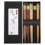 Rpanle Japanische EssstäBchen 5 Pairs EssstäBchen Holz Wiederverwendbare Natürliche Japanische...