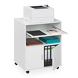 Relaxdays Rollcontainer mit 2 Fächern & Tastaturauszug, Druckertisch mit Rollen, HBT: 74 x 60 x 48...