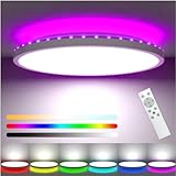 zemty LED Deckenleuchte Dimmbar, 24W 3200LM RGB Deckenlampe Farbwechsel, IP54 Wasserfest Badezimmer...