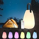 LED Akku Outdoor Lampe, mit Warmweißem 7 Farben Dimmbares Kabelloses Tischlampe, USB...