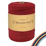 FORBELL Makramee Garn, 3mm x 300m Premium Baumwollgarn, DIY Handwerk (Bordeaux Rot, 3 mm x 300 M)