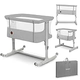 Lionelo Aurora 3 in 1 Babybett bis 9 kg, Beistellbett, Wiege, Höhenverstellug...