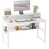 Cubiker Schreibtisch, Computertisch mit Ablageregal und Bücherregal, 120 x 60 x 88 cm klein Pc...