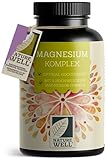 Magnesium Komplex 180 Kapseln, 400 mg Magnesium pro Tag aus 5 hochwertigen Magnesiumformen:...